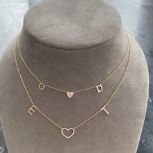 Load image into Gallery viewer, Gold Initials and Cutout Pave Heart Necklace
