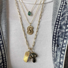 Fluted Pave Outline Bubble Initial Charm