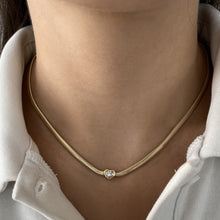 Load image into Gallery viewer, Solitaire Bezel Snake Necklace
