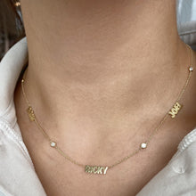 Load image into Gallery viewer, Multiple Cutout Gold Names and Multi Shape Diamonds Necklace

