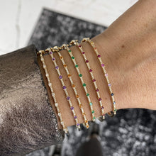 Load image into Gallery viewer, Thin Gemstone Segment Diamond Bangle
