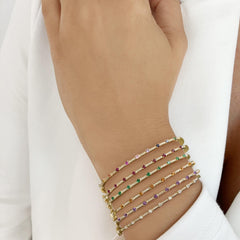 Thin Gemstone Segment Diamond Bangle