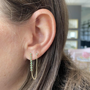 Drop Bezels Chain Earrings