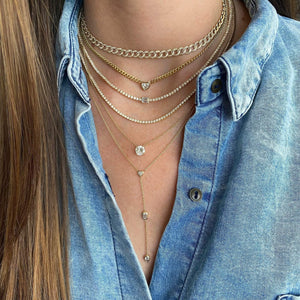 Thin Diamond Tennis Necklace