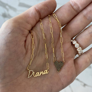 Pave Initial and Gold Name Necklace