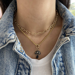 Black Mushroom Charm with Baguette Diamonds