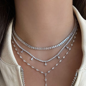 Emerald Cut Diamond Tennis Necklace