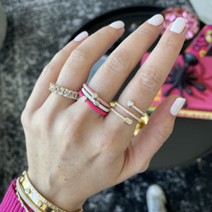 Enamel Bezel Round Ring