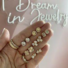 Load image into Gallery viewer, Fluted Pave Outline Clover Earrings
