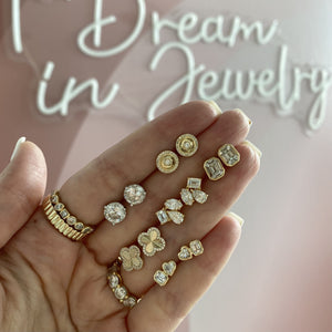 Fluted Pave Outline Clover Earrings
