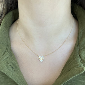Fluted Pave Heart Necklace