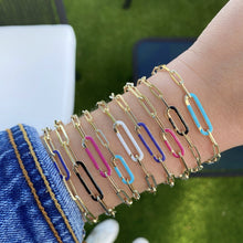 Load image into Gallery viewer, Small Enamel Clasp Paperclip Bracelet
