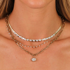 Marquise Shaped Pave and Golden Necklace