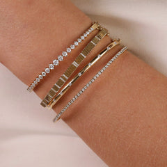 Slim Fluted Pave Bangle