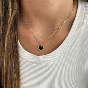 Medium Pave Outline Black Onyx Heart Charm