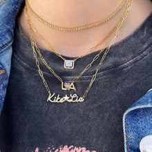 Load image into Gallery viewer, Two Pave Names Gold Charm Necklace
