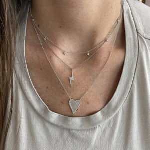 Stone Pave Modern Heart Necklace