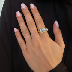 Jumbo Bezel Two Lab Diamonds Ring