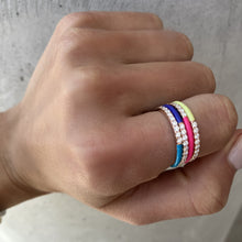 Load image into Gallery viewer, Half Enamel Half Pave Ring
