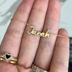 Scattered Diamonds Name Necklace