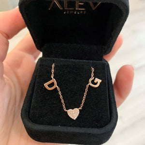Mini Initials and Pave Charm Necklace