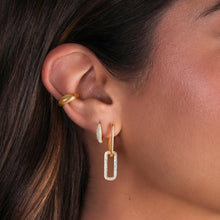 Load image into Gallery viewer, Large Half Gold &amp; Half Pave Paperclip Earrings
