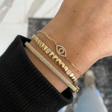 Load image into Gallery viewer, Evil Eye Cutout Small Paperclip Bracelet

