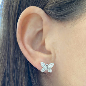 Large Butterfly Baguette and Pave Earrings