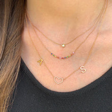 Load image into Gallery viewer, Gold Initials and Cutout Pave Heart Necklace
