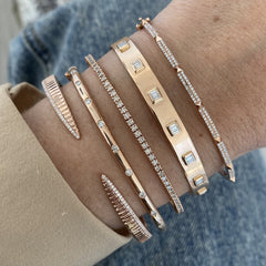 Thin Pave with Spikes Bangle