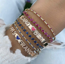 Load image into Gallery viewer, Thin Gemstone Segment Diamond Bangle
