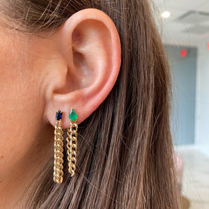 Emerald Cut Gemstone Cuban Chain Earring