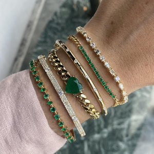 Horizontal Multi Shape Diamond Tennis Bracelet