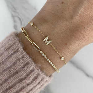 Initial Pave Bezel Bracelet