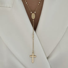 Load image into Gallery viewer, Gold and Diamond Ball Rosary Necklace
