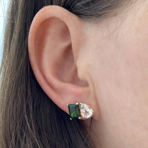 Medium Two-Gemstones Earrings