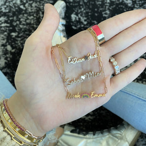 Two Gold Names and Charm Necklace