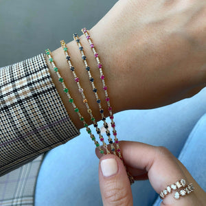 Gemstone and Diamonds Segment Tennis Bracelet
