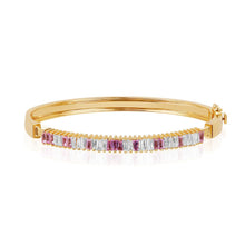 Load image into Gallery viewer, Baguette Diamonds and Gemstone Sliding Bangle
