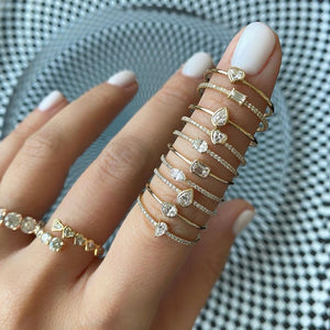Petite Solitaire Diamond Pave Ring