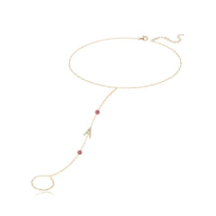 Pave Initial and Gemstones Hand Chain