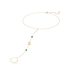Two Initial and Birthstones Hand Chain