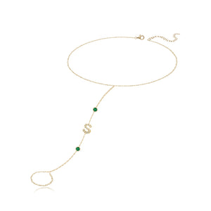 Two Initial and Birthstones Hand Chain