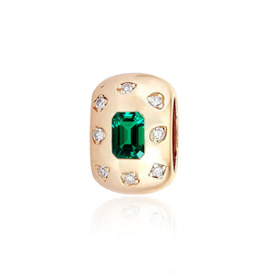 Inlay Diamonds and Gemstone Loop Gold Charm