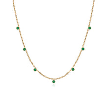 Load image into Gallery viewer, Seven Bezel Emerald Dangling Necklace
