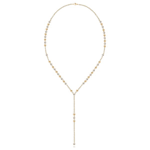 Gold and Diamonds Balls Lariat Necklace