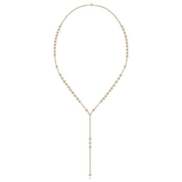 Gold and Diamonds Balls Lariat Necklace