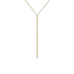 Gold and Diamonds Balls Lariat Drop Necklace