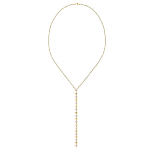 Gold and Diamonds Balls Lariat Drop Necklace