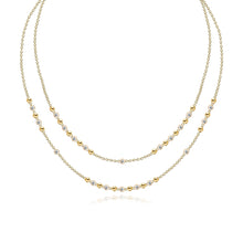 Load image into Gallery viewer, Gold and Diamonds Balls Double Chain Necklace
